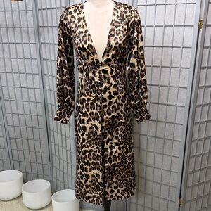Mable, Chic Animal Print V-Neck Dress, Size Large